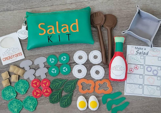 Felt Food Salad - Marine Vinyl Play Food - pretend play - build your own salad - play kitchen - realistic toy Food - gift for teachers - BIG FRENCHIES