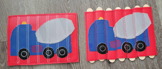 Cement Truck Stick Puzzle - toddler quiet book page- Seven Pieces - motor skills - classroom - educational - Busy Bag - Activity Bag - BIG FRENCHIES
