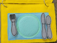 Stove and Place Setting Quiet book page - felt food - felt kitchen busy book page - educational - learning toy - Activity Page - BIG FRENCHIES