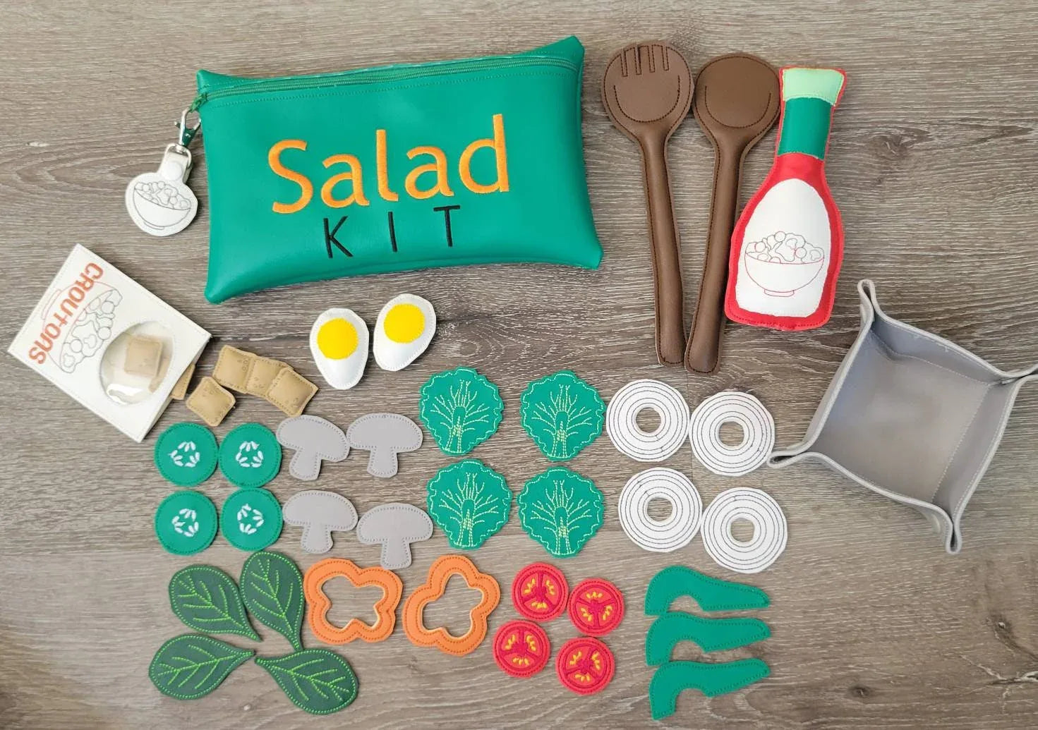 Felt Food Salad - Marine Vinyl Play Food - pretend play - build your own salad - play kitchen - realistic toy Food - gift for teachers - BIG FRENCHIES