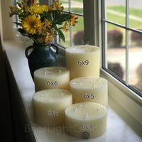 Giant Six Inch Wide White Beeswax 4 Wick Candles - BIG FRENCHIES