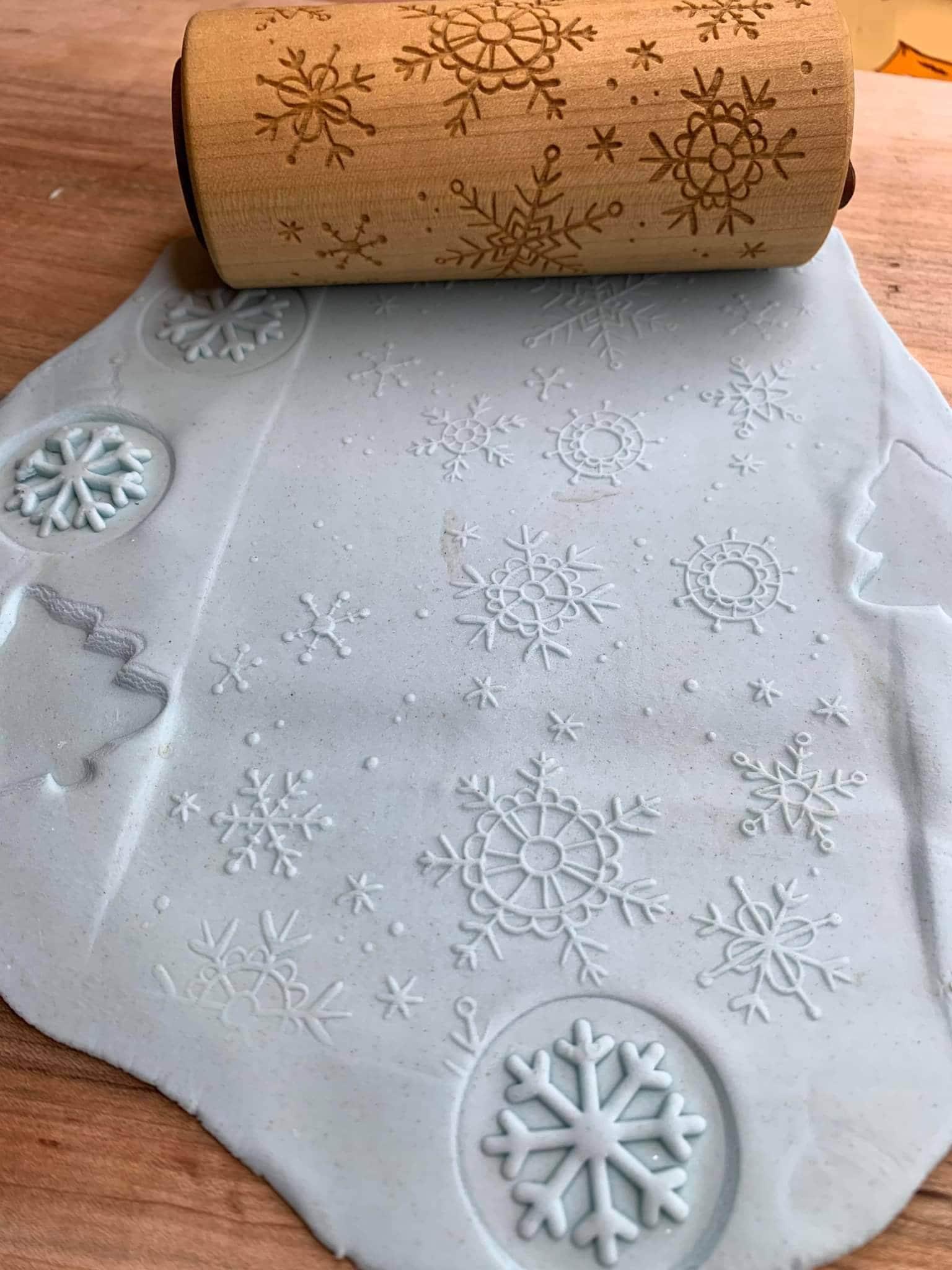 Snowflake Dough Rolling Pin Roller with Stamps on Sides - BIG FRENCHIES