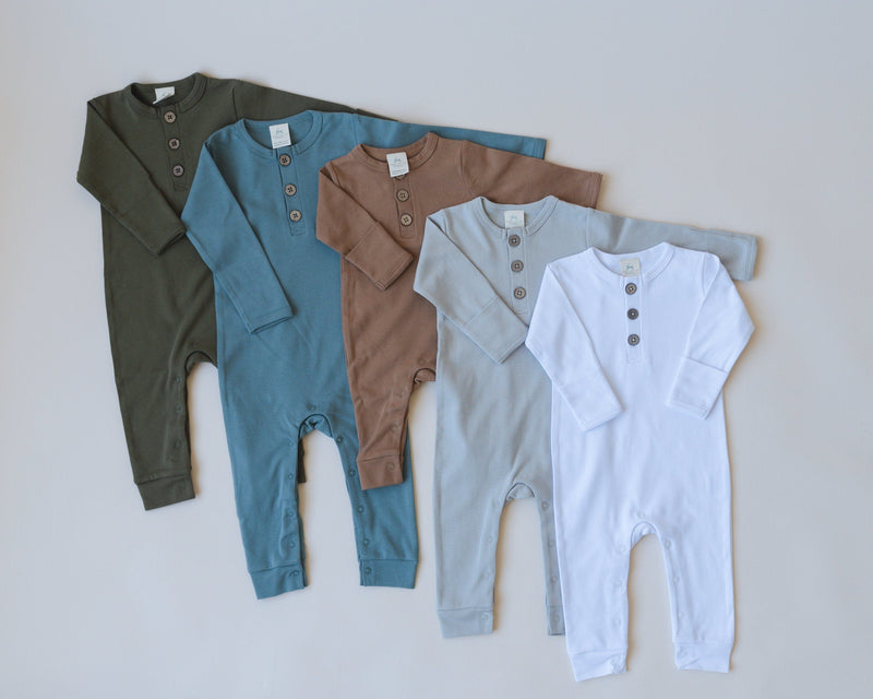 Organic Cotton Henley Romper - BIG FRENCHIES