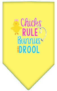 Pet and Dog Bandana Screen Printed, "Chicks Rule, Bunnies Drool"