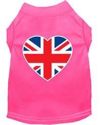 Pet Dog & Cat Shirt Screen Printed, "British Flag Heart"
