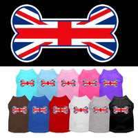 Pet Dog & Cat Shirt Screen Printed, "Bone Shaped United Kingdom Flag"