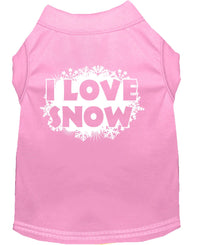 Christmas Screenprinted Dog Shirt, "I Love Snow"