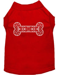 Pet Dog & Cat Shirt Screen Printed, "Henna Bone"
