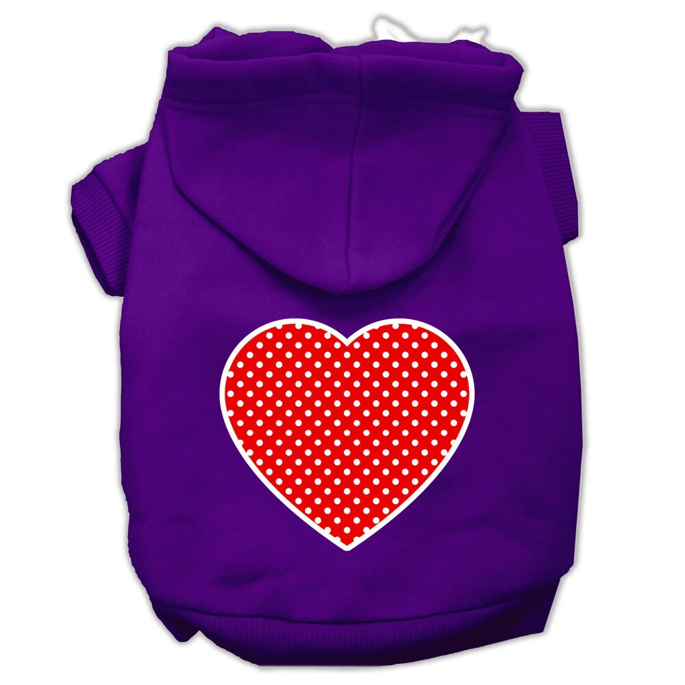 Pet Hoodie "Red Swiss Dots Heart"