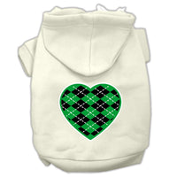 Pet Hoodie "Green Argyle Heart"