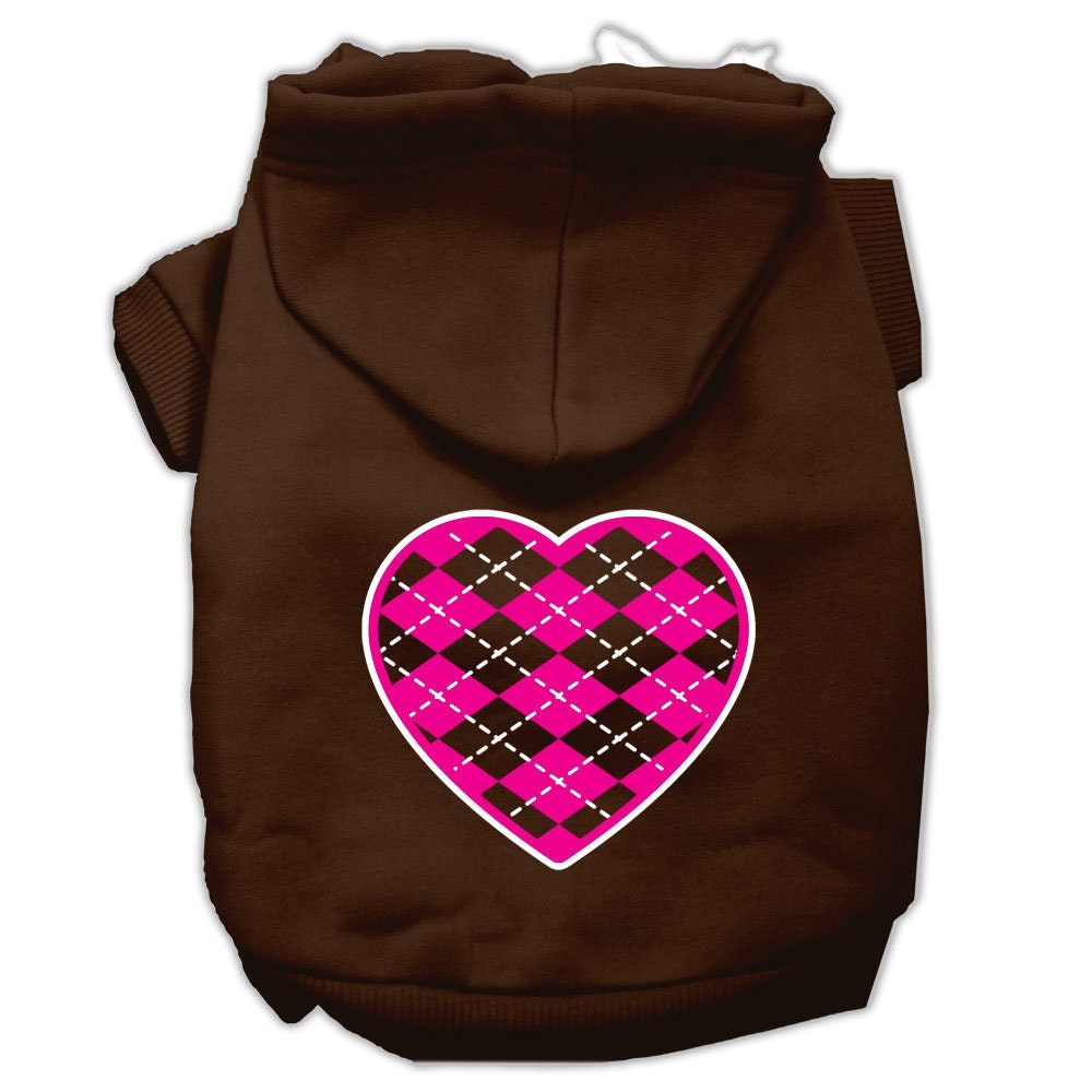 Pet Hoodie "Pink Argyle Heart"
