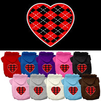 Pet Hoodie "Red Argyle Heart"