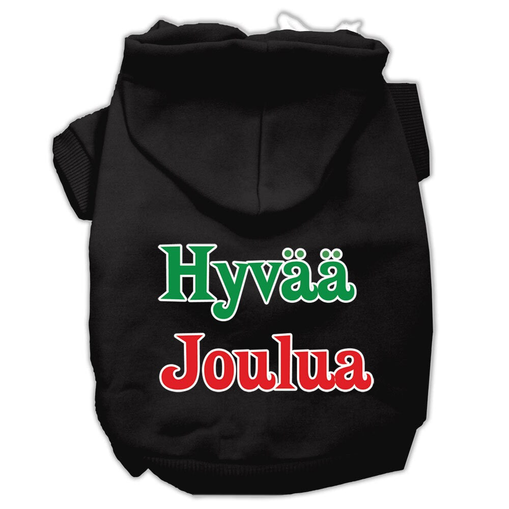 Pet Dog & Cat Hoodie Screen Printed, "Hyvaa Joulua"