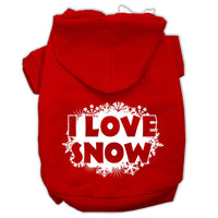 Christmas Pet Hoodie Screen Printed, "I Love Snow"