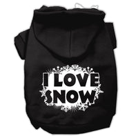 Christmas Pet Hoodie Screen Printed, "I Love Snow"
