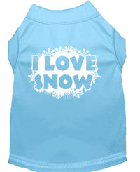 Christmas Screenprinted Dog Shirt, "I Love Snow"