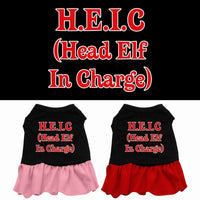 Christmas Pet Dress Screen Printed, "Head Elf In Charge"