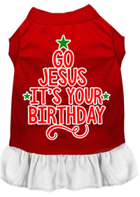 Christmas Pet Dress Screen Printed, "Go Jesus, It's Your Birthday"