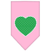 Pet and Dog Bandana Screen Printed, "Green Swiss Dot Heart"