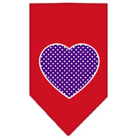 Pet and Dog Bandana Screen Printed, "Purple Swiss Dot Heart"