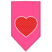 Pet and Dog Bandana Screen Printed, "Red Swiss Dot Heart"