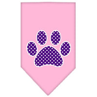 Pet and Dog Bandana Screen Printed, "Purple Swiss Dot Paw"