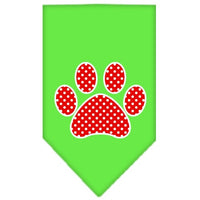 Pet and Dog Bandana Screen Printed, "Red Swiss Dot Paw"