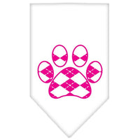 Pet and Dog Bandana Screen Printed,  "Pink Argyle Paw"