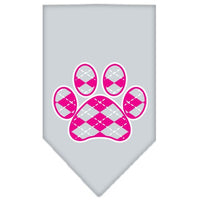 Pet and Dog Bandana Screen Printed,  "Pink Argyle Paw"