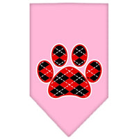 Pet and Dog Bandana Screen Printed, "Red Argyle Paw"