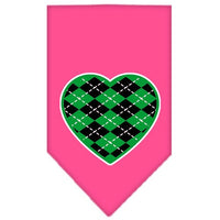 Pet and Dog Bandana Screen Printed, "Green Argyle Heart"