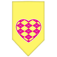 Pet and Dog Bandana Screen Printed, "Pink Argyle Heart"