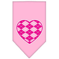 Pet and Dog Bandana Screen Printed, "Pink Argyle Heart"