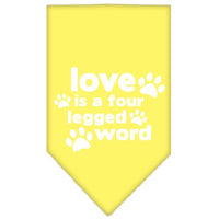Pet and Dog Bandana Screen Printed, "Love Is A Four Legged Word"