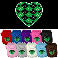 Pet Hoodie "Green Argyle Heart"