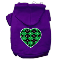 Pet Hoodie "Green Argyle Heart"
