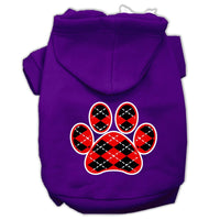 Pet Hoodie "Red Argyle Paw"