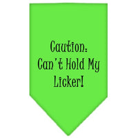 Pet and Dog Bandana Screen Printed, "Caution: Can't Hold My Licker"