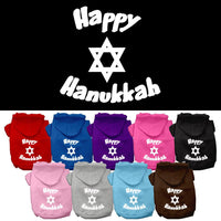 Hanukkah Pet Hoodie Screen Printed, "Happy Hanukkah"