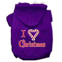 Christmas Pet Hoodie Screen Printed, "I Heart Christmas"