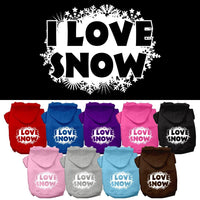 Christmas Pet Hoodie Screen Printed, "I Love Snow"