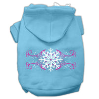 Christmas Pet Hoodie Screen Printed, "Pink Snowflake Swirls"