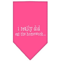 Pet and Dog Bandana Screen Printed, "I Really Did Eat The Homework"