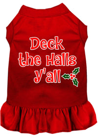 Christmas Pet Dress Screen Printed, "Deck The Halls Y'all"