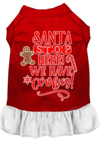Christmas Pet Dress Screen Printed, "Santa Stop Here, We Have Cookies"
