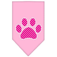 Pet and Dog Bandana Screen Printed, "Pink Swiss Dot Paw"
