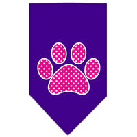 Pet and Dog Bandana Screen Printed, "Pink Swiss Dot Paw"