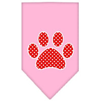 Pet and Dog Bandana Screen Printed, "Red Swiss Dot Paw"