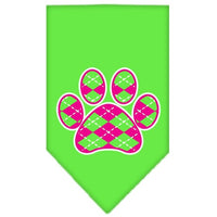 Pet and Dog Bandana Screen Printed,  "Pink Argyle Paw"