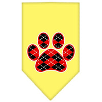 Pet and Dog Bandana Screen Printed, "Red Argyle Paw"